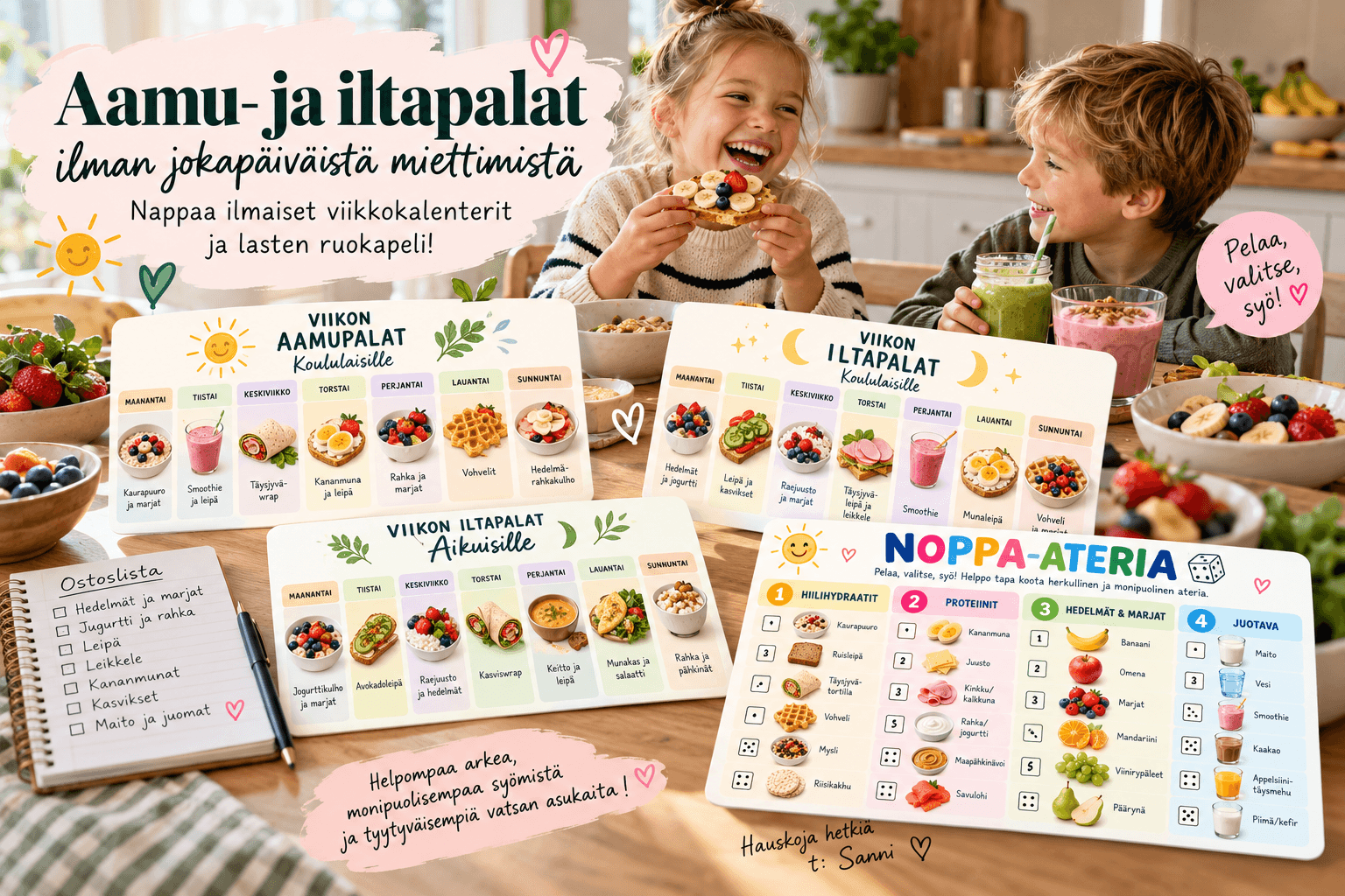 Aamu- ja iltapalat ilman jokapäiväistä miettimistä – nappaa ilmaiset viikkokalenterit!